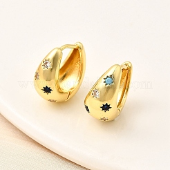 Brass Micro Pave Cubic Zirconia Dangle Earrings&nbsp;EJEW-L305-09G-01