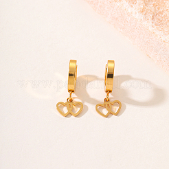 ファッショナブルなクラシック201ステンレススチールハートフープピアス  18KGP本金メッキ  23x11mm&nbsp;RL8439