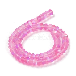 曇った透明ガラスビーズ連売り  ロンデル  パールピンク  8x5mm  穴：1mm  約75個/連  14.96''（38センチメートル）&nbsp;FGLA-M002-01J