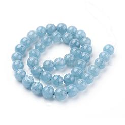 ナチュラルブルークォーツビーズ連売り  染め  ラウンド  8mm  穴：1mm  約46~50個/連  15インチ&nbsp;G-O047-07-8mm