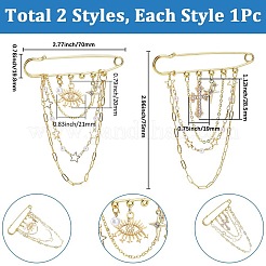 2Pcs 2 Styles Steel Brooches&nbsp;JEWB-BM0001-01G