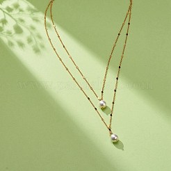 Brass Link Chain Double Layer Necklaces&nbsp;NJEW-JN03993