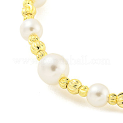 Rack Plating Grooved Round Brass Beaded Bracelets&nbsp;BJEW-P322-20G