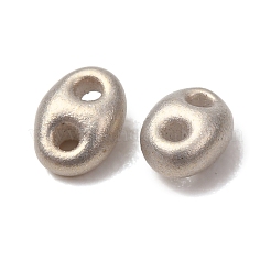不透明色のガラスシードビーズ 10g  2穴  オーバル  淡いチソウ  5.5x4x2.5mm  穴：1mm&nbsp;SEED-L013-02B