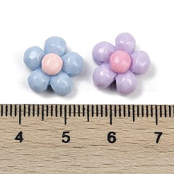 オペーク樹脂カボション  花  ツートン  ミックスカラー  13x13x6mm&nbsp;RESI-K043-04