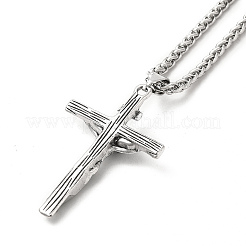 Alloy Crucifix Cross Pandant Necklace with Wheat Chains&nbsp;NJEW-K245-002P