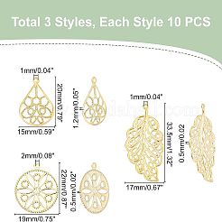 30Pcs 3 Style 304 Stainless Steel Pendants&nbsp;STAS-UN0035-39