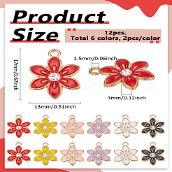 12Pcs 6 Colors Flower Alloy Enamel Pendants&nbsp;ENAM-LP0001-53