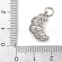 304ステンレススチールラインストーンペンダント  クロワッサンチャーム  丸カン付き  ステンレス鋼色  18.5x14.5x8mm  穴：4mm&nbsp;STAS-I365-01P-03