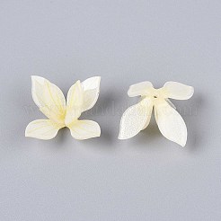 花のアクリルビーズキャップ  DIYのジュエリーには  ライトゴールデンロッドイエロー  11~12x23~24x23~24mm  穴：1mm&nbsp;SACR-T017-52