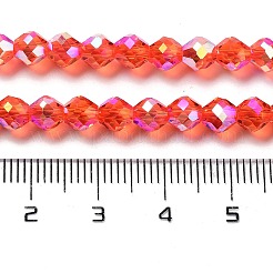 電気メッキガラスビーズセット  多面カット  双円錐形  レッドオレンジ  5.5~6x5mm  穴：1.2mm  約78~79個/連  15.35~15.55''（39~39.5センチメートル）&nbsp;GLAA-A014-02D