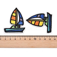 ポリエステルのコンピューター刺繍布、アイロン接着、縫い付けパッチ  ヨット  アップリケパッチ  カラフル  46.5x46.5x1.5mm&nbsp;PATC-L001-19