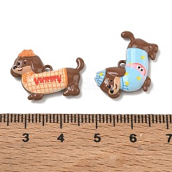 焼き付け塗装とプリント合金ペンダント  ダックスフント犬チャーム  ミックスカラー  16x20.5x4mm  穴：4mm&nbsp;AL-CBAEEC0-02