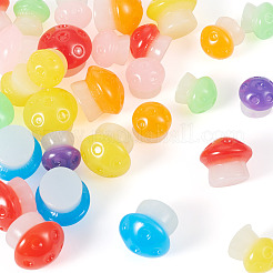 30個 2スタイル 光る樹脂製キノコ飾り  デスク装飾用の暗闇で光るキノコ  ミックスカラー  8.5~12x8.5~10.5mm  15個/スタイル&nbsp;RESI-TA0004-02C