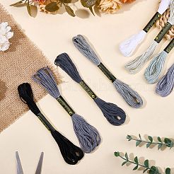 1本撚りコットン刺繍糸 6袋  クロスステッチ糸  DIY縫製用  グレー  1.2mm  約8.20ヤード（7.5m）/かせ  8色  1 かせ/色  8 かせ/バッグ&nbsp;DIY-DJ0005-19