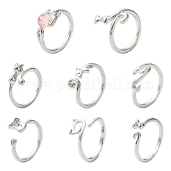 8Pcs 8 Styles Alloy Cuff Rings&nbsp;RJEW-CJ0001-02