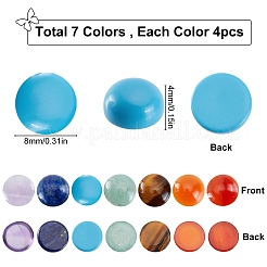 28Pcs 7 Style atural Carnelian & Yellow Aventurine & Tiger Eye & Green Aventurine & Turquoise & Lapis Lazuli & Amethyst Cabochons&nbsp;G-SC0002-13B