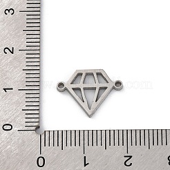 304ステンレススチールコネクターチャーム  レーザー切断  ダイヤモンド  ステンレス鋼色  11.5x15.5x1.5mm  穴：1.2mm&nbsp;STAS-Z114-03P-03