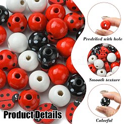 40 個 5 スタイルてんとう虫テーマスプレー塗装ウッドビーズ  混合図形  ミックスカラー  15~20x14~16mm  穴：1.6~4mm&nbsp;WOOD-FS0001-14