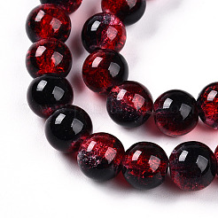 透明クラックルガラスビーズ連売り  ラウンド  ファイヤーブリック  7~7.5x8.2mm  穴：1.4mm  約102~108個/連  28.90~30.63''（73.4~77.8センチメートル）&nbsp;X-GLAA-T025-8mm-02G