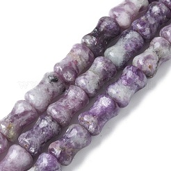 天然レピドライト/パープルマイカストーンビーズ連売り  竹の棒  12.5x8.5mm  穴：1.2mm  約30個/連  14.96''（38センチメートル）&nbsp;G-M445-B02-01