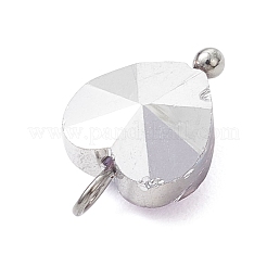 クリアガラスチャーム  ハート  真鍮のループ付き  多面カット  プラチナ  15x10x6mm  穴：2mm&nbsp;PALLOY-JF04198-02