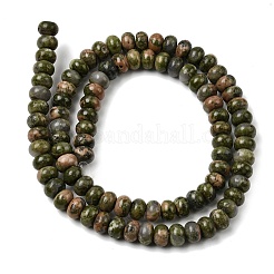 天然石ユナカイトビーズ連売り  ロンデル  6.5~7x4~4.5mm  穴：0.8mm  約89個/連  15.35''（39センチメートル）&nbsp;G-A280-A20-01
