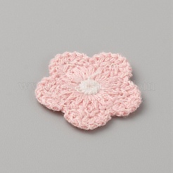 ツートンカラーのポリエステルニットオーナメントアクセサリー  DIYミシンクラフト用  花  ピンク  25~26x26~27x2mm&nbsp;DIY-WH0308-416E