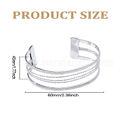 女性用合金アームカフバングル1個  プラチナ  1-3/4インチ（4.5cm）  内径：2-3/8インチ（6cm）&nbsp;BJEW-LP0003-32P