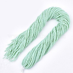 オペークソリッドカラーガラスビーズ連売り  多面カット  ロンデル  淡いターコイズ  3x2mm  穴：0.5mm  約180個/連  16.9インチ&nbsp;X-GLAA-S178-12B-10