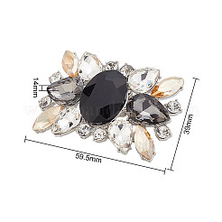 合金ガラスの取り外し可能な靴のバックル クリップ  花の靴の装飾  プラチナ  39x59.5x14mm&nbsp;FIND-WH0423-73P-02