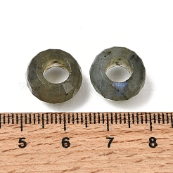 天然ラブラドライトヨーロッパビーズ  大穴ビーズ  多面カット  ロンデル  13x7.5mm  穴：6mm&nbsp;GG-NH0003-A01