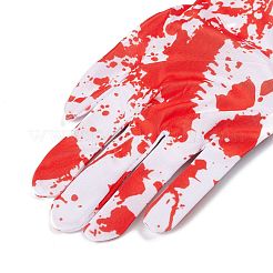 Long Polyester Skeleton Horror Full Finger Gloves&nbsp;AJEW-A045-01C