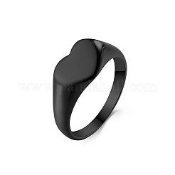 女性用ハート 304 ステンレススチール 指輪  ブラック  usサイズ7（17.3mm）&nbsp;FS-WGDCCF4-10