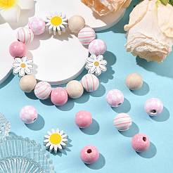 34Pcs Printed Schima Wood Beads Sets&nbsp;WOOD-FS0002-47