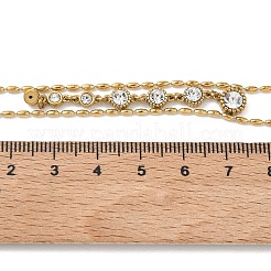 304ステンレススチール製クリスタルラインストーンペンダントネックレス（女性用）  18KGP本金メッキ  フラットラウンド  17.72インチ（45cm）&nbsp;NJEW-F375-01G-02