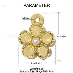 Zinc Alloy with ABS Plastic Imitation Pearl Charms&nbsp;AL-OY001-34G