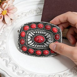 合金バックル  ベルトファスナー  長方形  アンティークシルバー  77x61x7.5mm  穴：40x16mm&nbsp;AJEW-WH20080-86AS