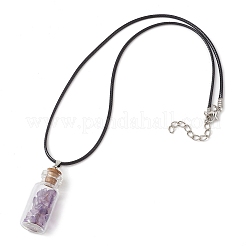 Glass Wish Bottle Pendant Necklace&nbsp;NJEW-JN04609-03