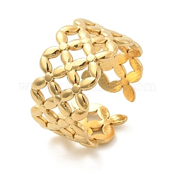 Flower 304 Stainless Stee Open Cuff Rings for Women&nbsp;RJEW-Q006-03E-G