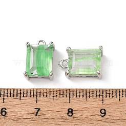 真鍮製ガラスチャーム  長方形  多面カット  プラチナ  ミックスカラー  13x9x6mm  穴：1.2mm&nbsp;KK-Z141-12P