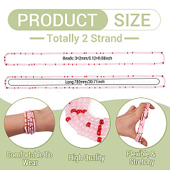 樹脂ビーズのブレスレット  女性用ラップブレスレット  ロンデル  ピンク  30-3/4インチ（78cm）&nbsp;BJEW-TAC0080-01D
