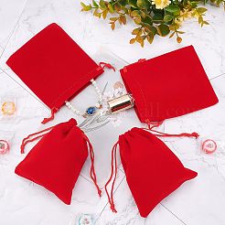 レクタングルベルベットポーチ  ギフトバッグ  レッド  12x10cm&nbsp;TP-NB0001-34B-02