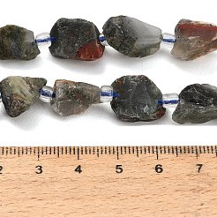 天然アフリカ産ブラッドストーンの原石ビーズ  ナゲット  シードビーズで  11~28x9~13x6~10mm  穴：1mm  約24~29個/連  14.96''（38cm）〜15.75''（40cm）&nbsp;GG-CBA0B77-A09-01
