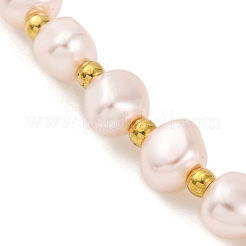 女性用合金模造真珠ブレスレット  ゴールドカラー  11インチ（28cm）&nbsp;BJEW-M018-02A