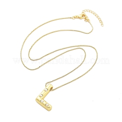 Brass & Plastic Pearl Letter Pendant Box Chain Necklaces for Women&nbsp;NJEW-U017-01G-12