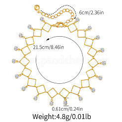 Brass Link Chain Anklets with Crystal Rhinestone Tassel for Women&nbsp;FS-WGD4BB9-02