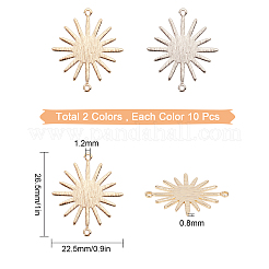 20個 2色真鍮リンクコネクター  長持ちメッキ  太陽  プラチナ·ゴールデン  26.5x22.5x0.8mm  穴：1.2mm  10個/カラー&nbsp;KK-SC0002-09