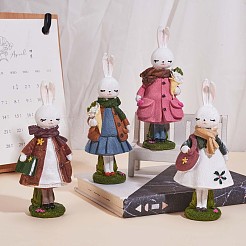 芝生の庭のテーブルの家の装飾のための樹脂の立っているウサギの像のバニーの彫刻の卓上ウサギの置物（白）  ホワイト  66x140mm&nbsp;JX082A
