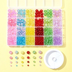 DIY 丸いクラックルガラスビーズブレスレット作成キット  ミックスカラー  4~10mm  穴：1.1~1.6mm  1134個/セット&nbsp;DIY-FS0008-18